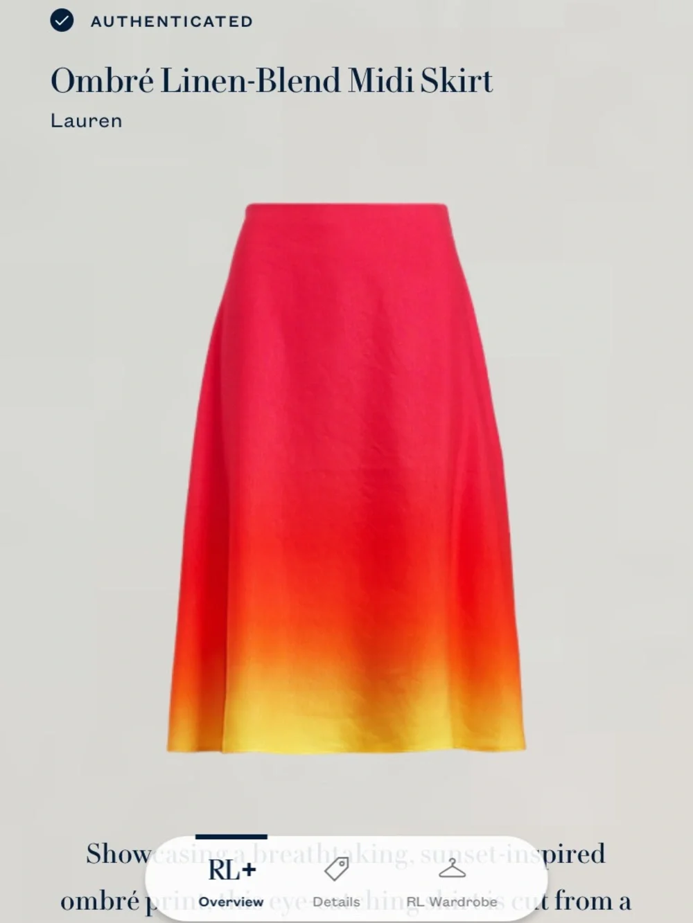 Ralph Lauren Ombré Midi Skirt — Pink to Yellow
